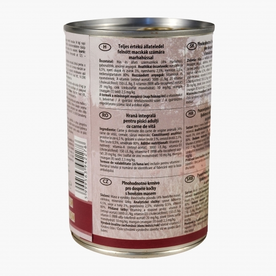 Hrană umedă integrală pentru pisici adulte, 415g, cu carne de vită