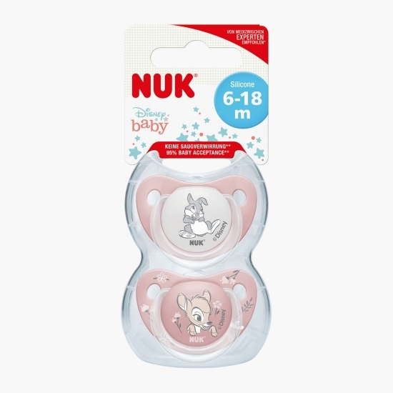 Suzete din silicon Disney Bambi, 6-18 luni, 2 buc