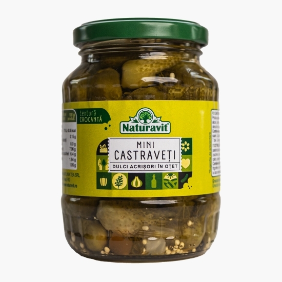 Mini castraveți dulci-acrișori în oțet 350g