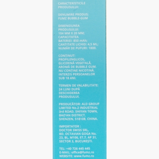 Țigară electronică BubbleGum 0mg/ml, fără nicotină, 1800 puffs
