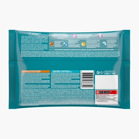 Hrană umedă pentru pisici, 4x85g, One Sensitive Multipack cu pui/ton și morcovi