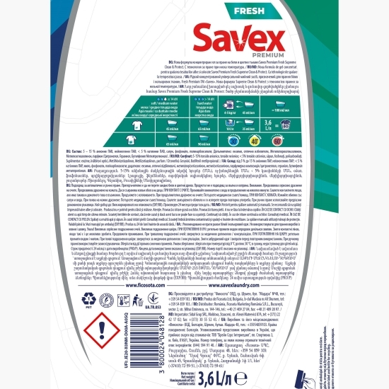 Detergent de rufe lichid Premium Fresh, 80 spălări, 3.6l