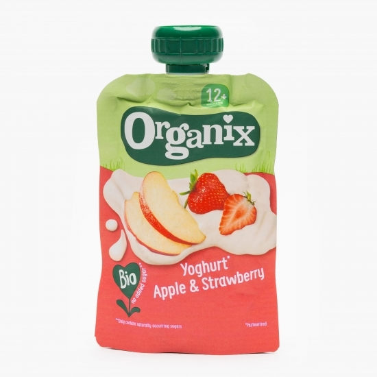 Iaurt ecologic cu mere și căpșuni, 12+ luni, 100g
