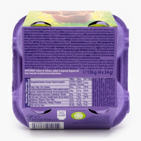 Ouă de ciocolată cu lapte alpin și cremă cacao 136g