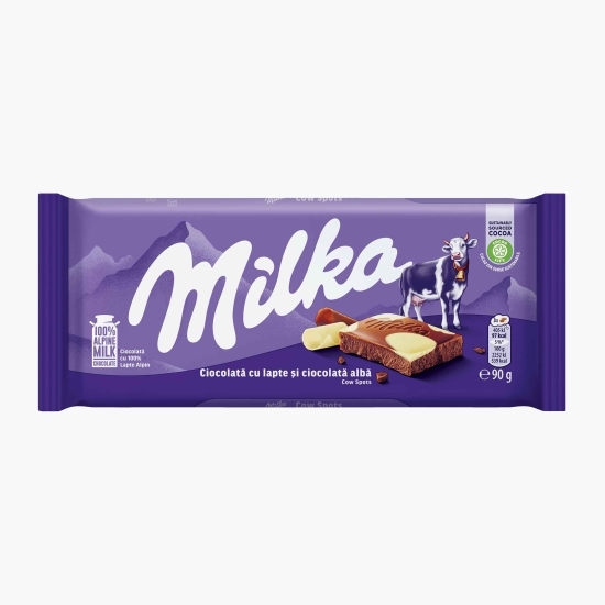 Ciocolată cu lapte și ciocolată albă Happy Cow Spots 90g