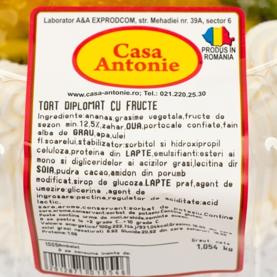 Tort diplomat cu fructe 1kg