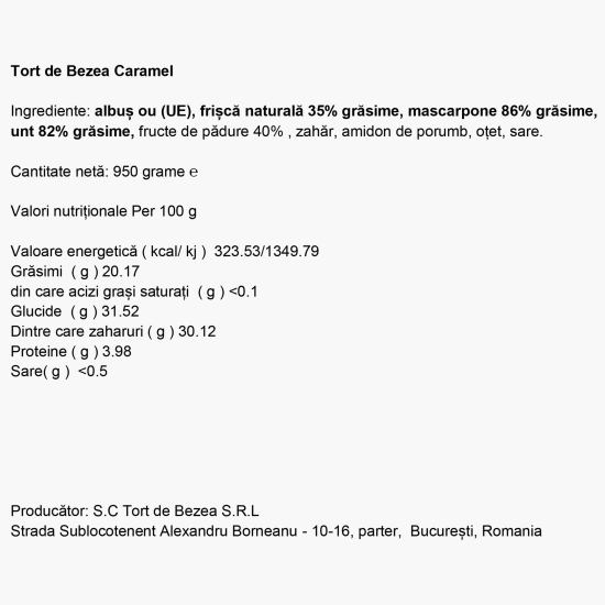 Tort de bezea caramel 950g