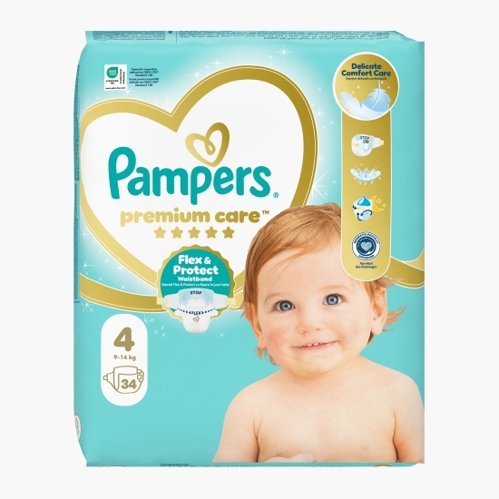 Scutece Premium Care, mărimea 4, 9-14kg, 34 buc