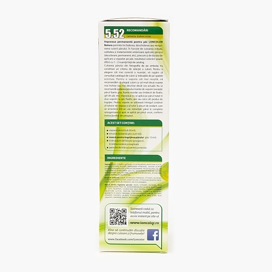 Vopsea permanentă pentru păr Natura 5.52 Castaniu mahon irizat 100ml