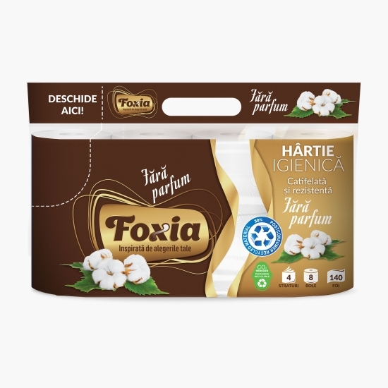 Hârtie igienică fără parfum 8 role, 4 straturi