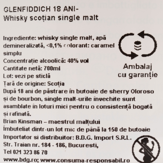 Whisky Single Malt, 18 YO, 40%, Scotland 0.7l + cutie