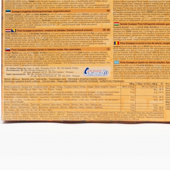 Pizza Guseppe șunca și sos usturoi 440g