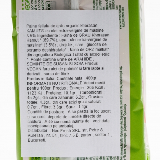 Pâine feliată eco cu făină de Kamut 400g
