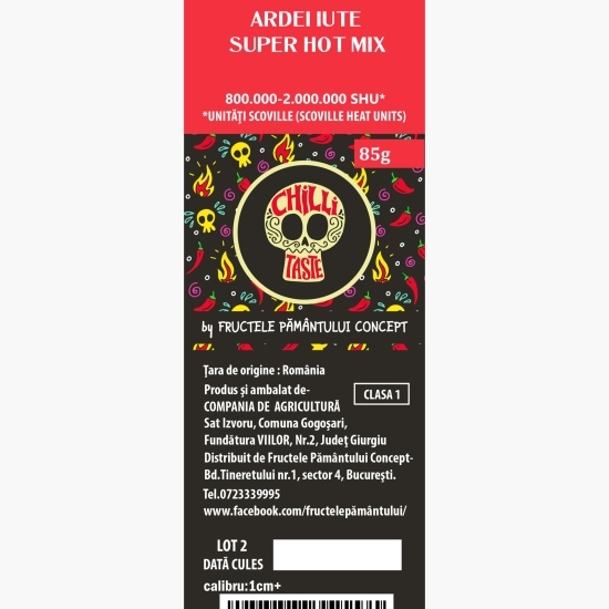 Ardei iute super hot mix, România 85g, 800.000-2.000.000 SHU