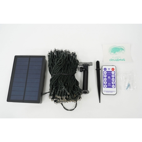 Instalație Crăciun, 22m, 200 de LED-uri, multicolor, cu energie solară, fir de cupru, liniar