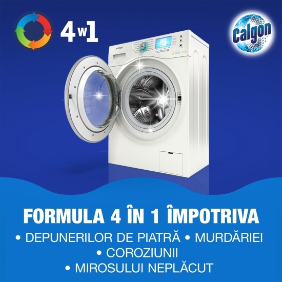 Soluție gel Anticalcar pentru mașina de spălat Calgon 4în1, 30 spălări, 1.5l
