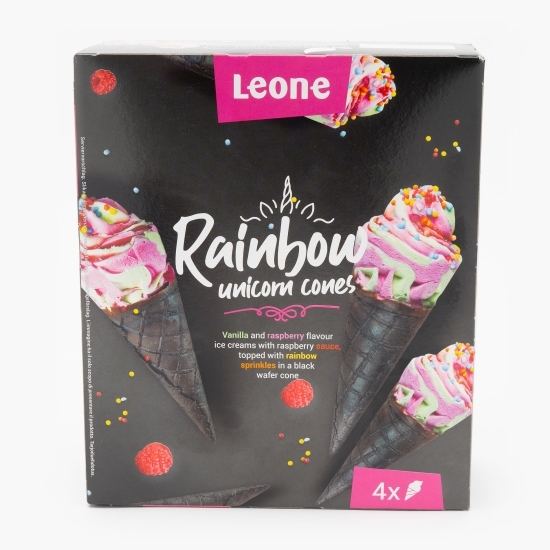Înghețată cornet Rainbow Unicorn vanilie și zmeură 4x130ml