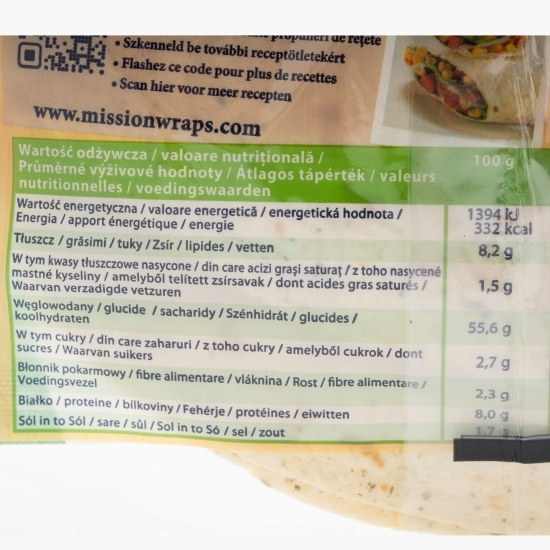 Lipii din făină de grâu cu ierburi mediteraneene Wraps, 4 buc 245g