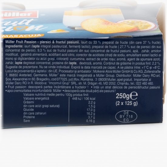Pachet iaurt cu piersici și maracuja Fruit Passion 2x125g