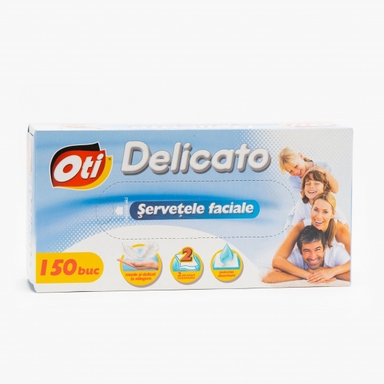 Șervețele faciale albe, 2 straturi, 150 buc 