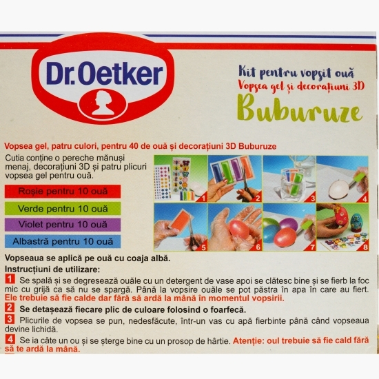 Vopsea gel pentru ouă și decorațiuni 3D Buburuze, 40 ouă 20ml