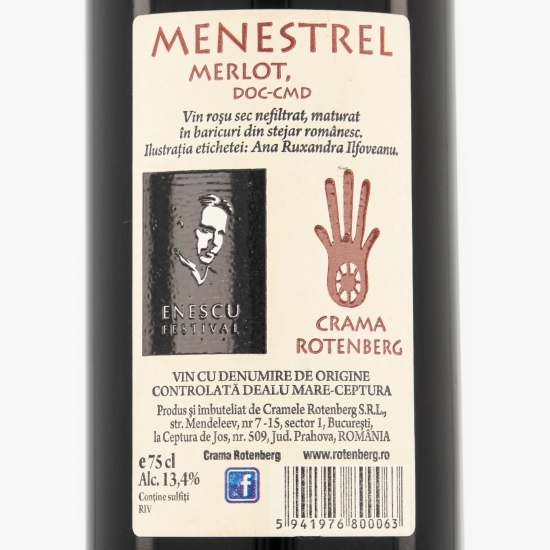 Vin roșu sec Merlot, 13.4%, 0.75l