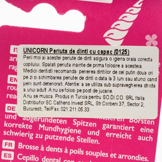 Periuță de dinți Be a Unicorn cu capac