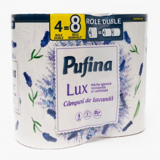 Hârtie igienică Lux Câmpuri de lavandă cu mâner 3 straturi 4 role duble