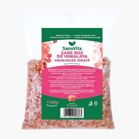 Sare roz de Himalaya grunjoasă iodată, 500g