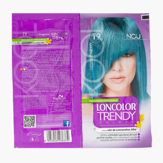 Vopsea semipermanentă pentru păr T9 turcoaz progresiv plicuri 2x25ml