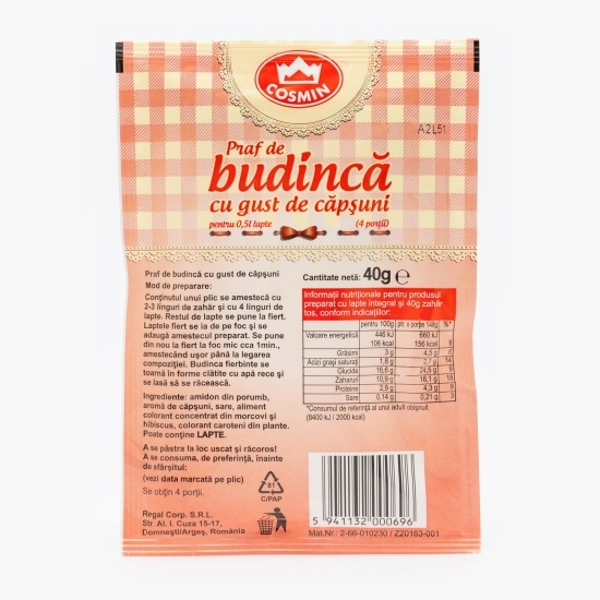 Praf de budincă cu gust de căpşuni 40g