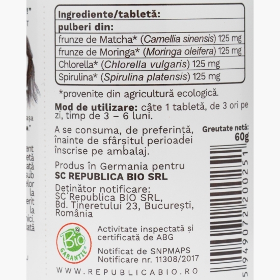 Green Detox ecologic, 120 tablete