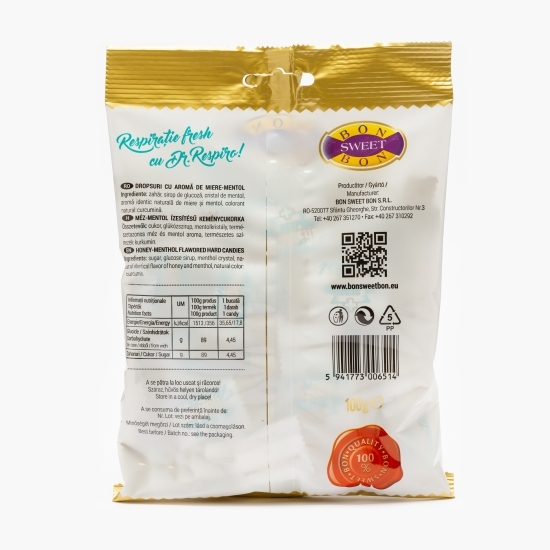 Dropsuri cu aromă miere-mentol Dr. Respiro 100g