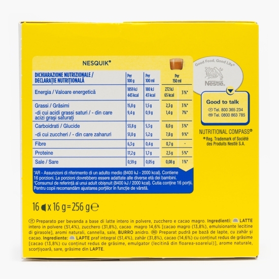 Nesquik 16 băuturi 256g, capsule ciocolată caldă