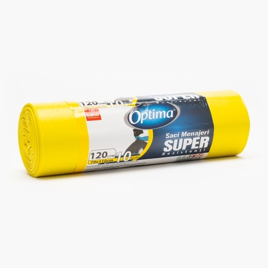Saci menajeri super rezistenți, galben, 120l, 10 buc