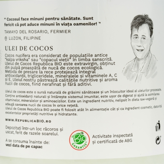 Ulei de cocos ecologic extravirgin, presat la rece 0.5l