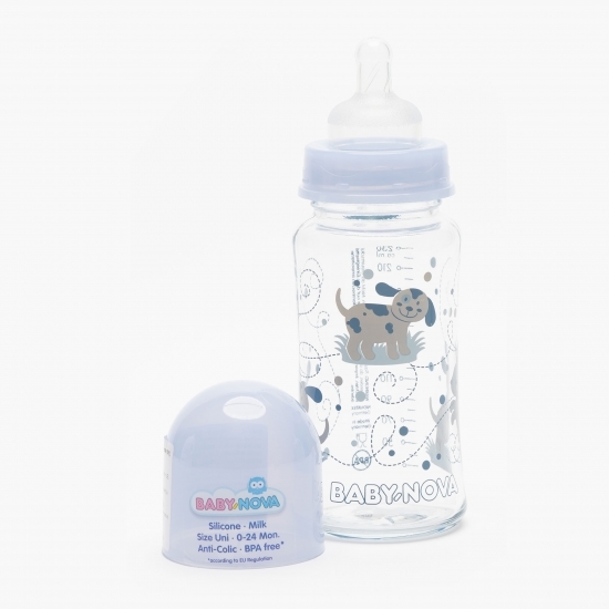Biberon sticlă gât larg, 0-24 luni, 240ml 
