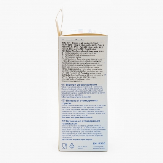 Biberon tetină rotundă Slow 0-24 luni, 120ml