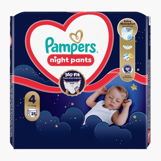 Scutece chiloțel Night Pants, mărimea 4, 9-15kg, 25 buc