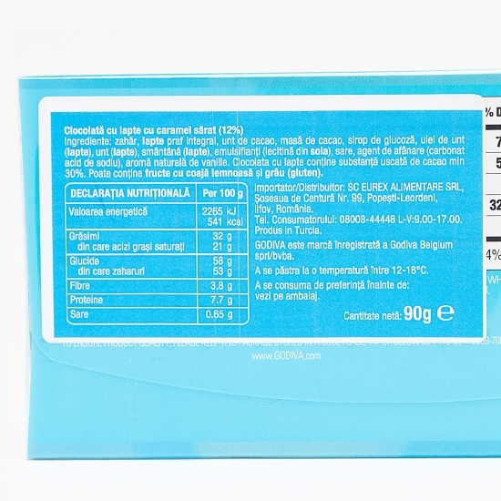 Ciocolată cu lapte și caramel sărat 90g