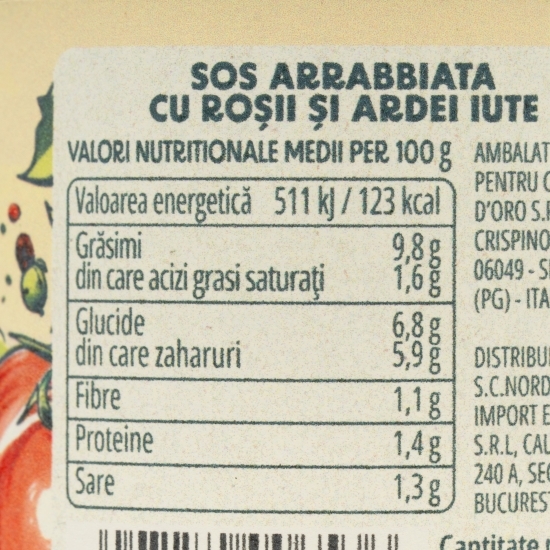 Sos pentru paste cu roșii și ardei iute Sugo all'Arrabbiata 190g