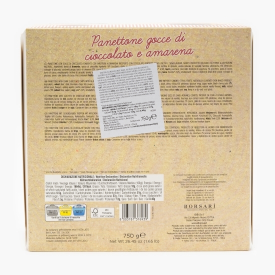 Panettone cu cremă de cireșe amare și bucăți de ciocolată neagră 750g