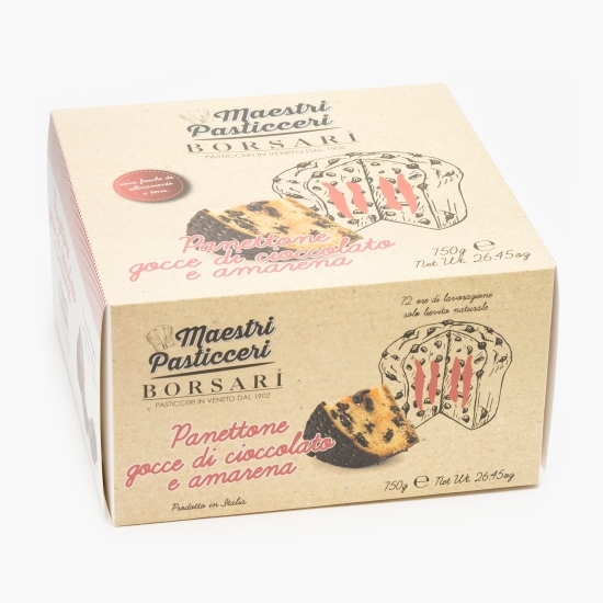 Panettone cu cremă de cireșe amare și bucăți de ciocolată neagră 750g