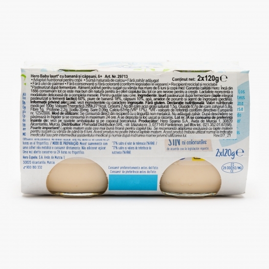 Iaurt cu banană și căpșuni +6 luni, 2x120g