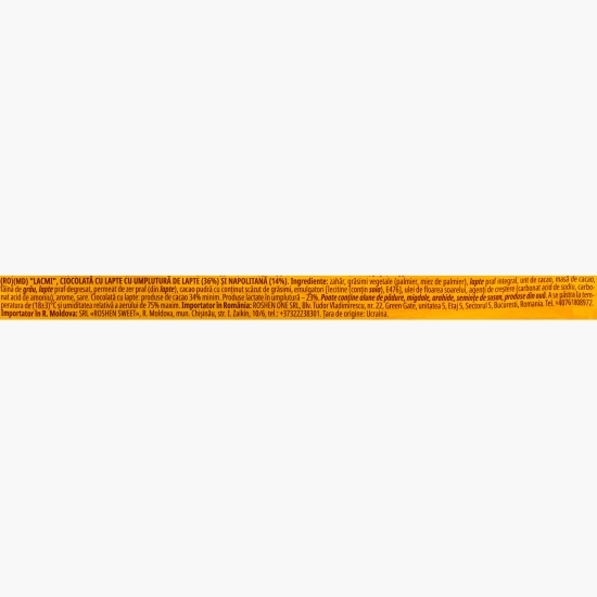 Ciocolată cu lapte cu umplutură de lapte și napolitană Lacmi 90g