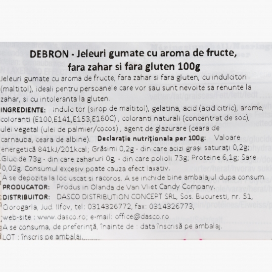 Jeleuri gumate cu aromă de fructe, fără zahăr adăugat 100g