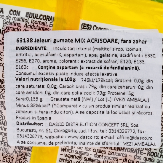 Jeleuri gumate Sour Mix acrișoare, fără zahăr 90g