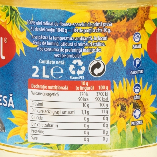 Ulei de floarea-soarelui de primă presă 2l