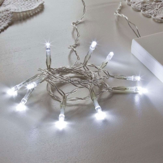 Instalație de Crăciun, 1m, cu baterii tip liniar, 2 jocuri de lumini, fir transparent, 10 LED -uri