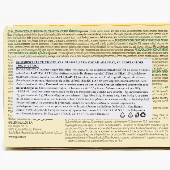 Biscuiți cu ciocolată neagră, fără zahăr adăugat 150g